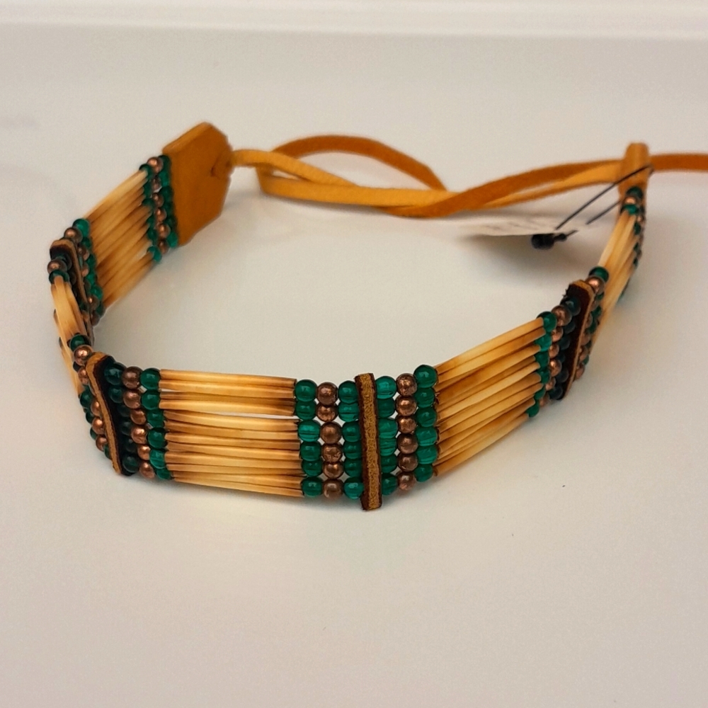 Vintage Native American Quill and Beaded Choker